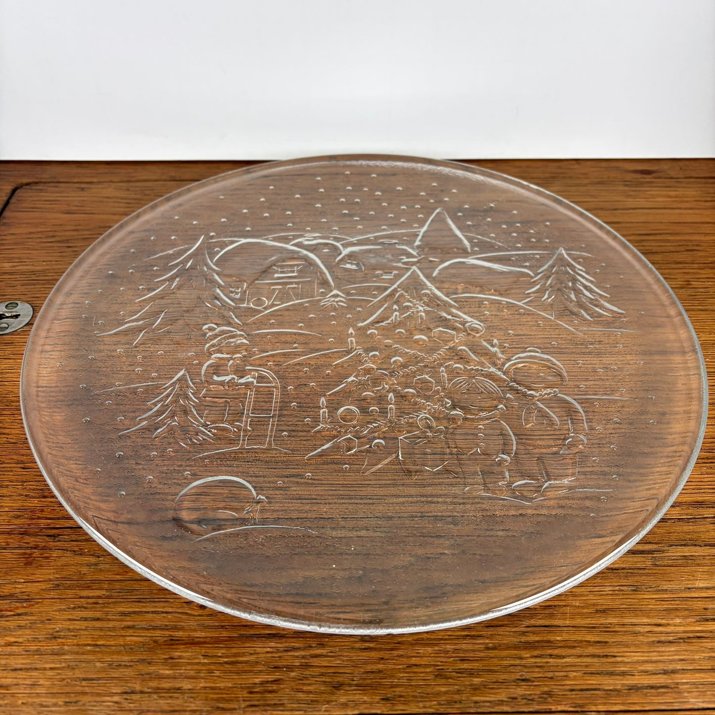 Glazen serveerschaal kerst