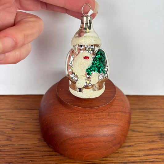 Vintage kerstbal kerstman zilver