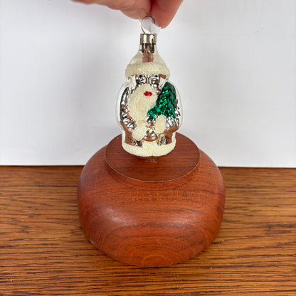 Vintage kerstbal kerstman zilver