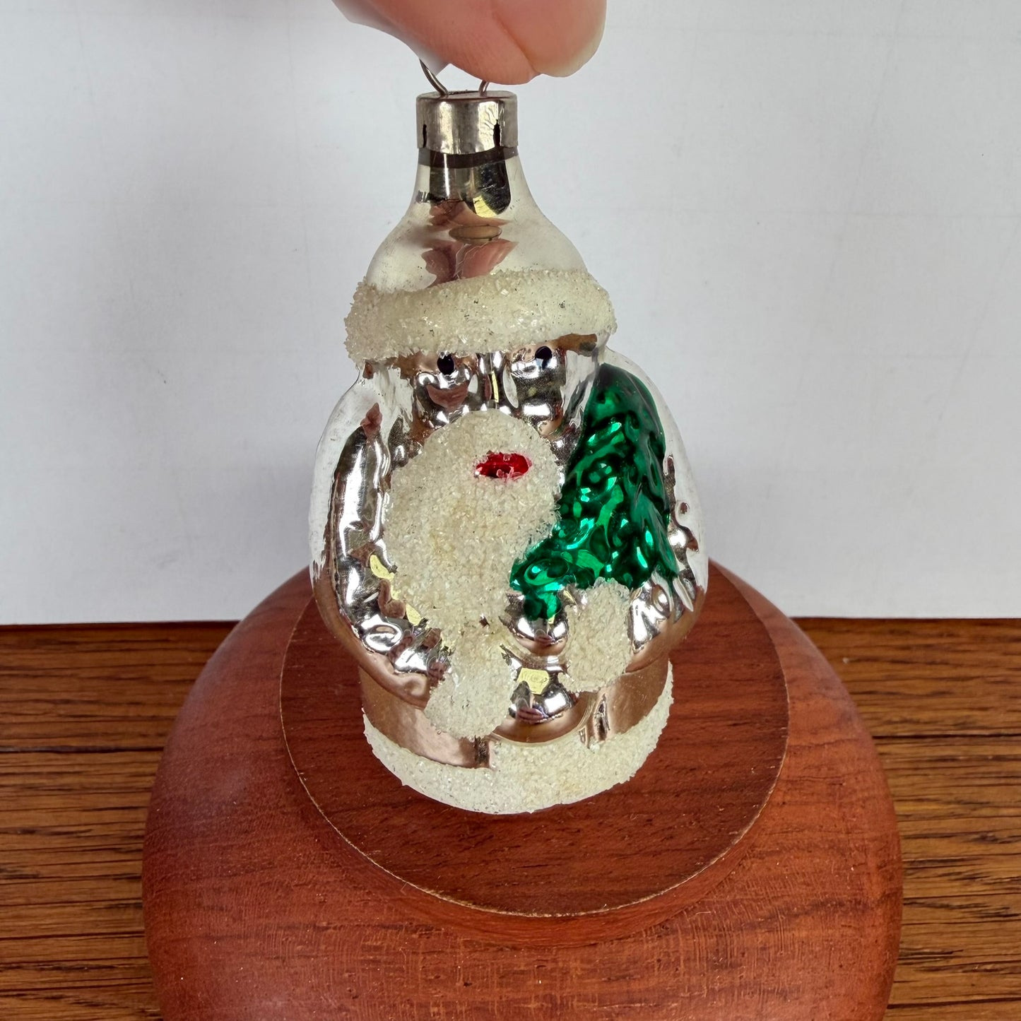 Vintage kerstbal kerstman zilver