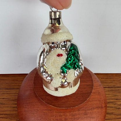 Vintage kerstbal kerstman zilver