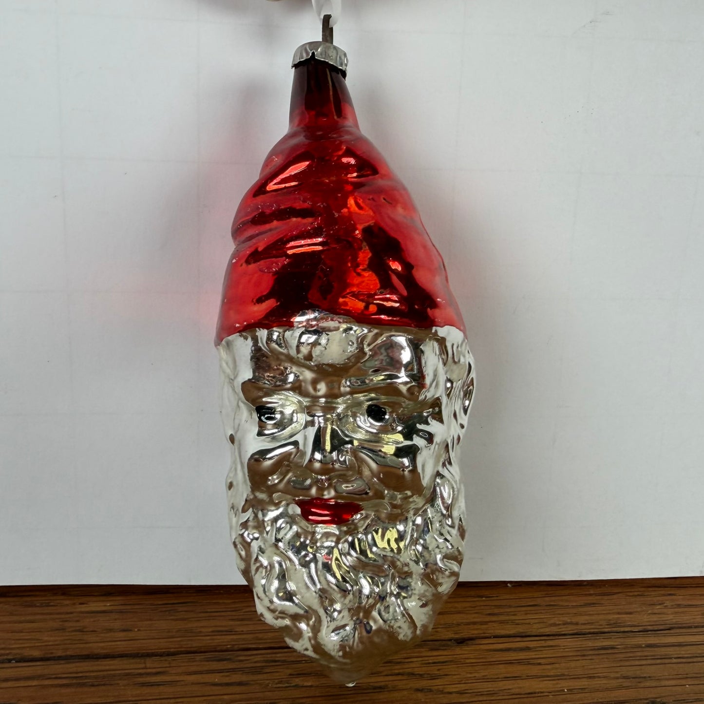 Vintage kerstbal Kerstman hoofd