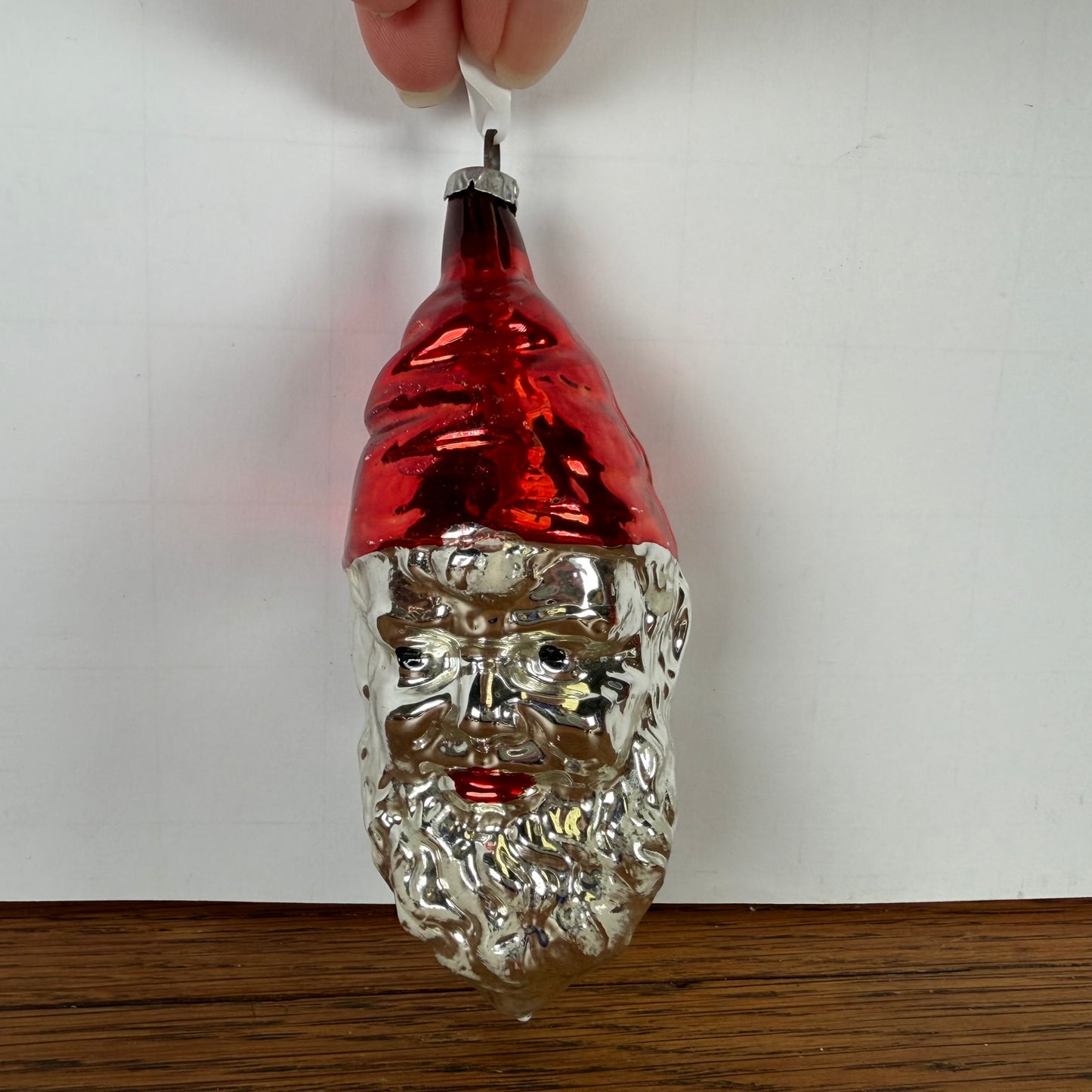 Vintage kerstbal Kerstman hoofd