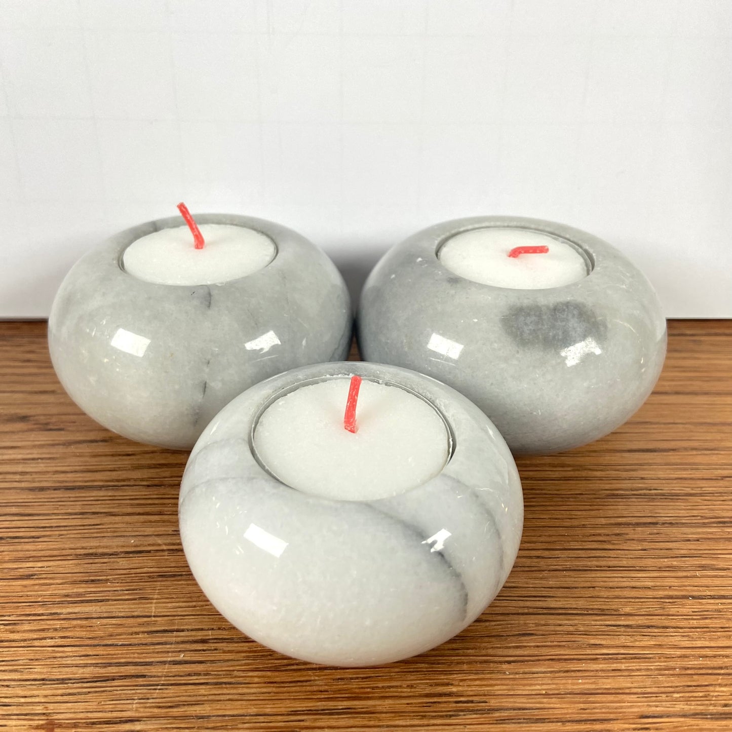 3 marmeren waxinelichthouders