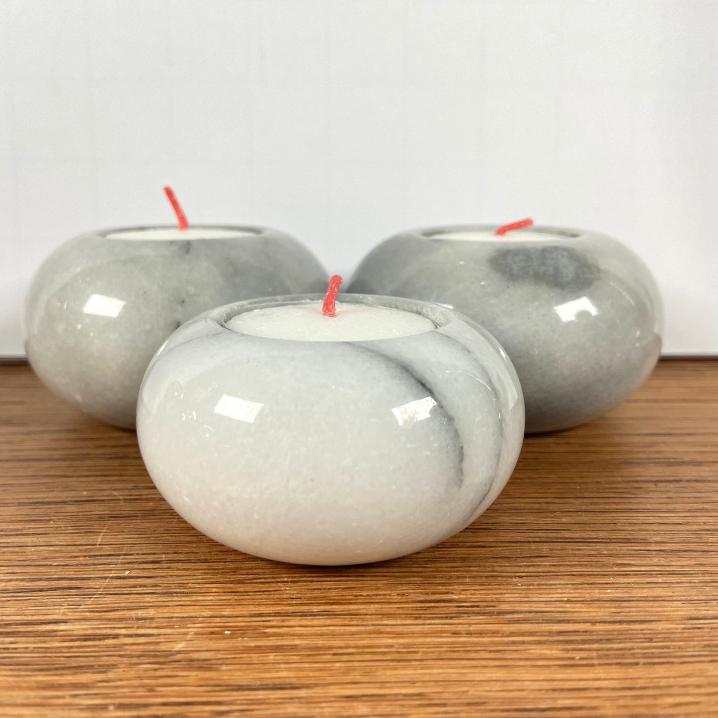 3 marmeren waxinelichthouders