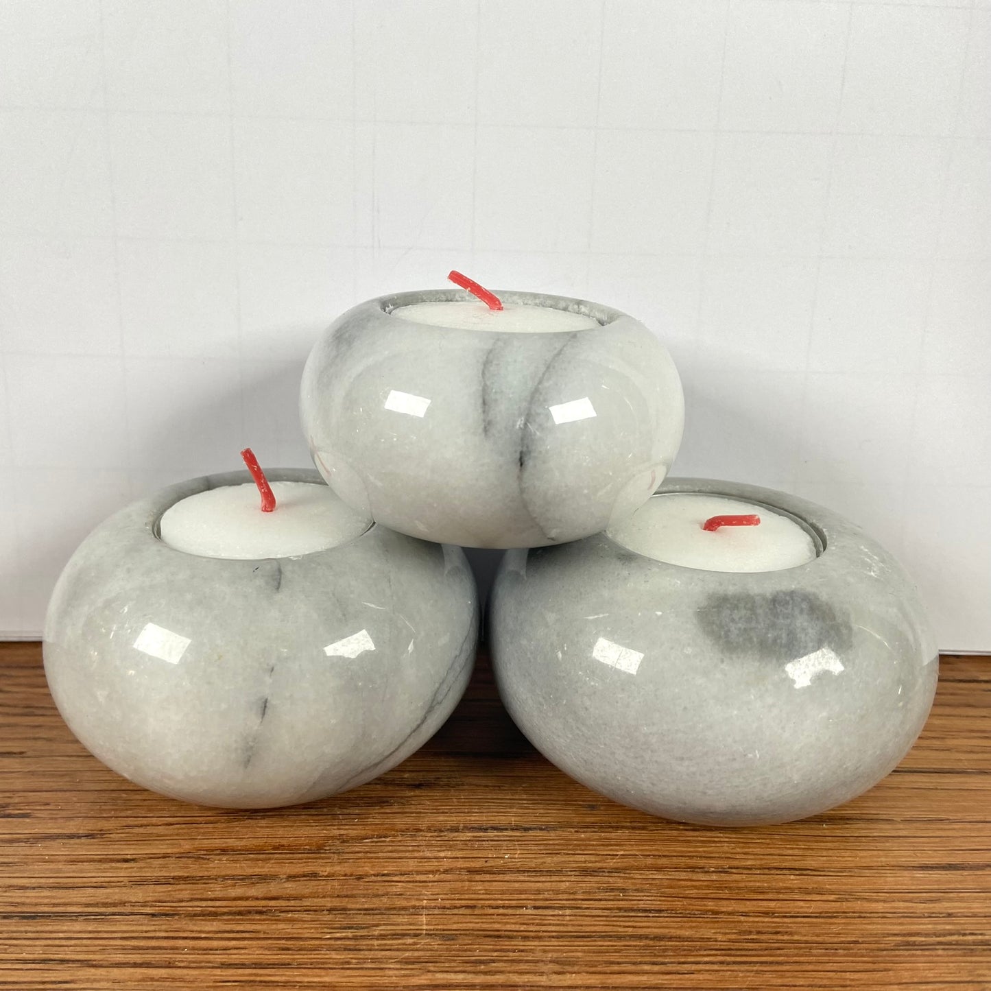 3 marmeren waxinelichthouders