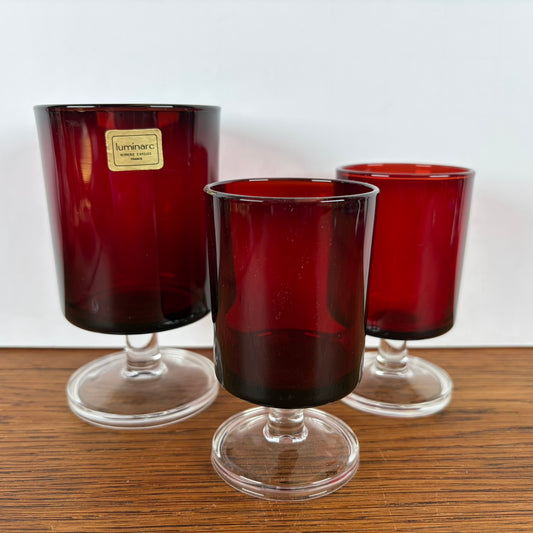 Vintage rode Luminarc France glazen