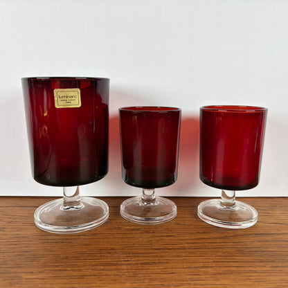 Vintage rode Luminarc France glazen