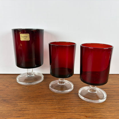 Vintage rode Luminarc France glazen