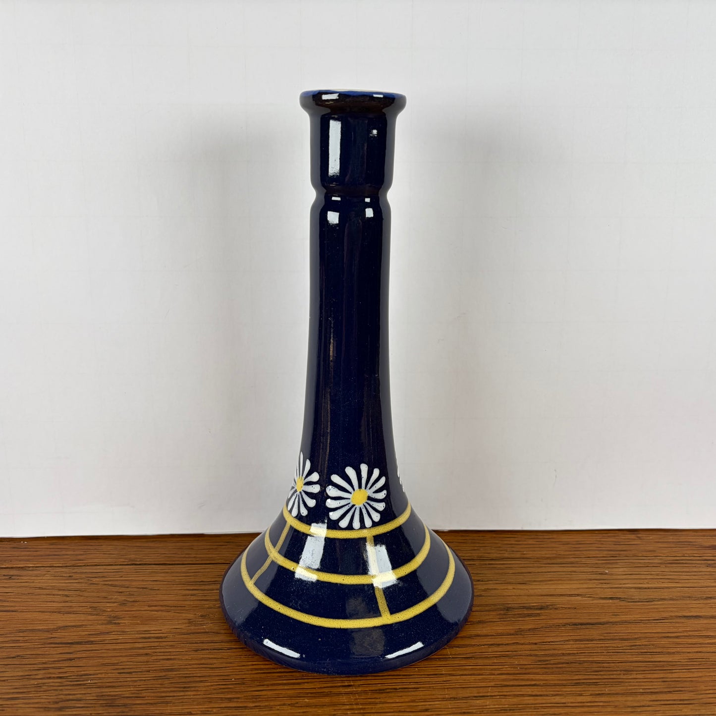 Vintage blauwe kandelaar