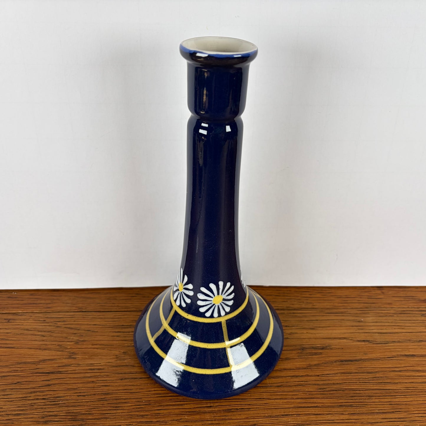 Vintage blauwe kandelaar