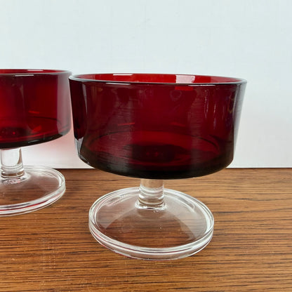 2 Vintage Luminarc Cavalier Ruby Red