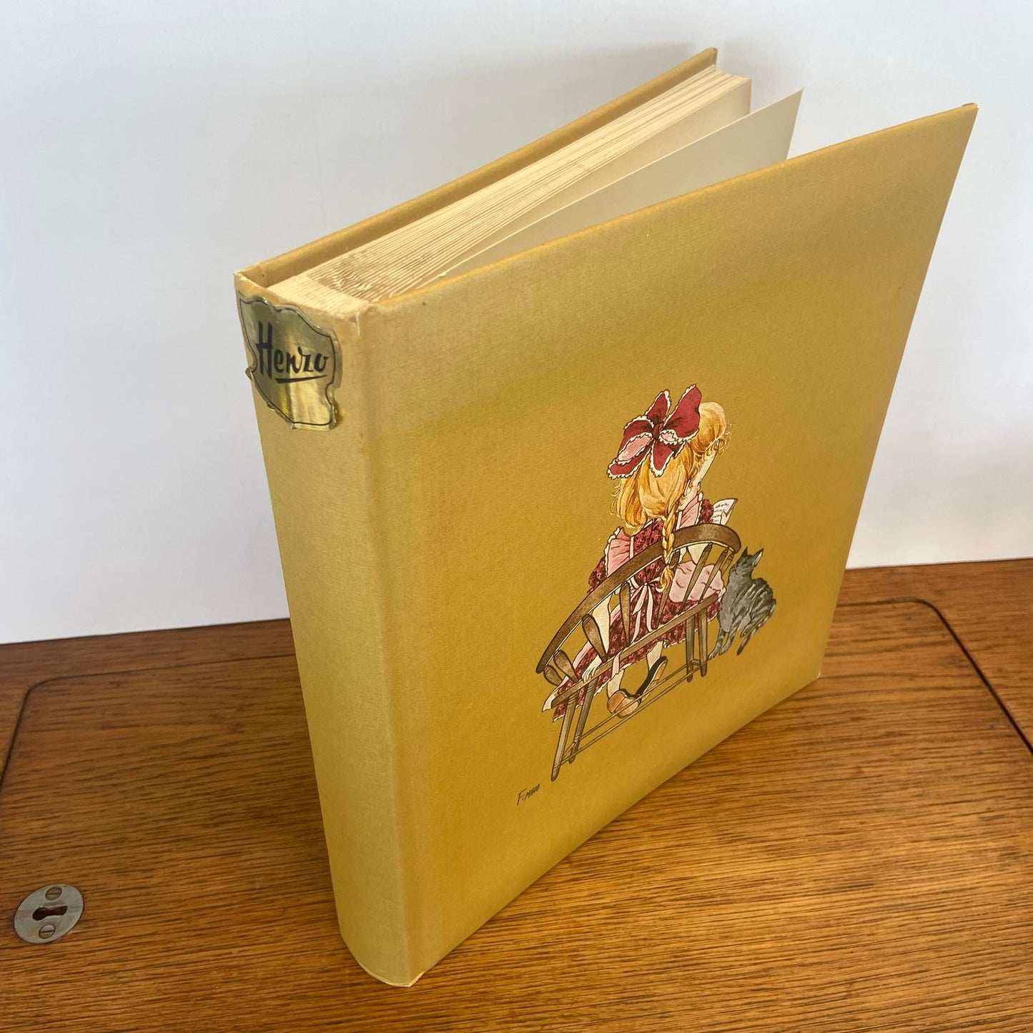 Vintage fotoalbum meisje met kat