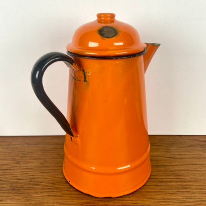 Vintage oranje emaillen theepot