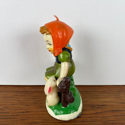 Vintage kaarsje meisje met konijn