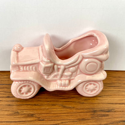 vintage bloempotje roze auto