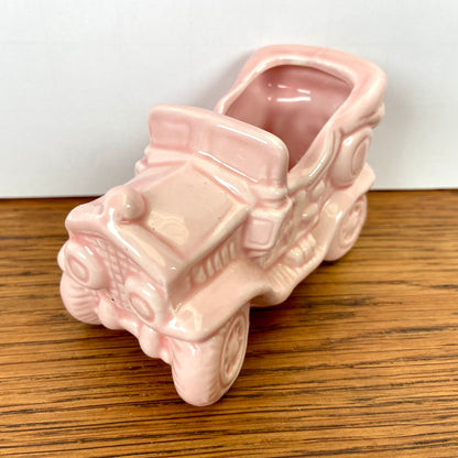 vintage bloempotje roze auto