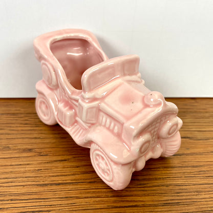 vintage bloempotje roze auto
