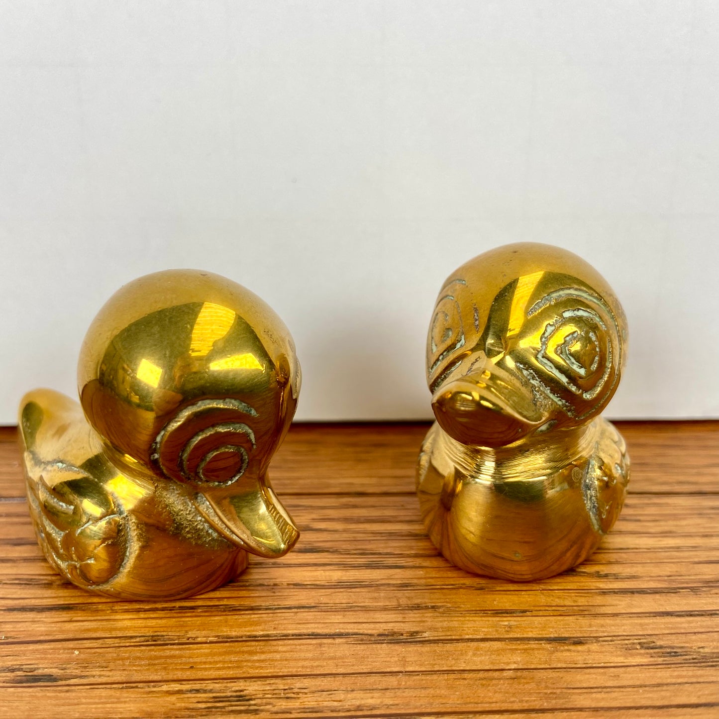 2 vintage messing eendjes