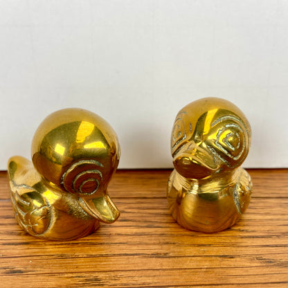 2 vintage messing eendjes
