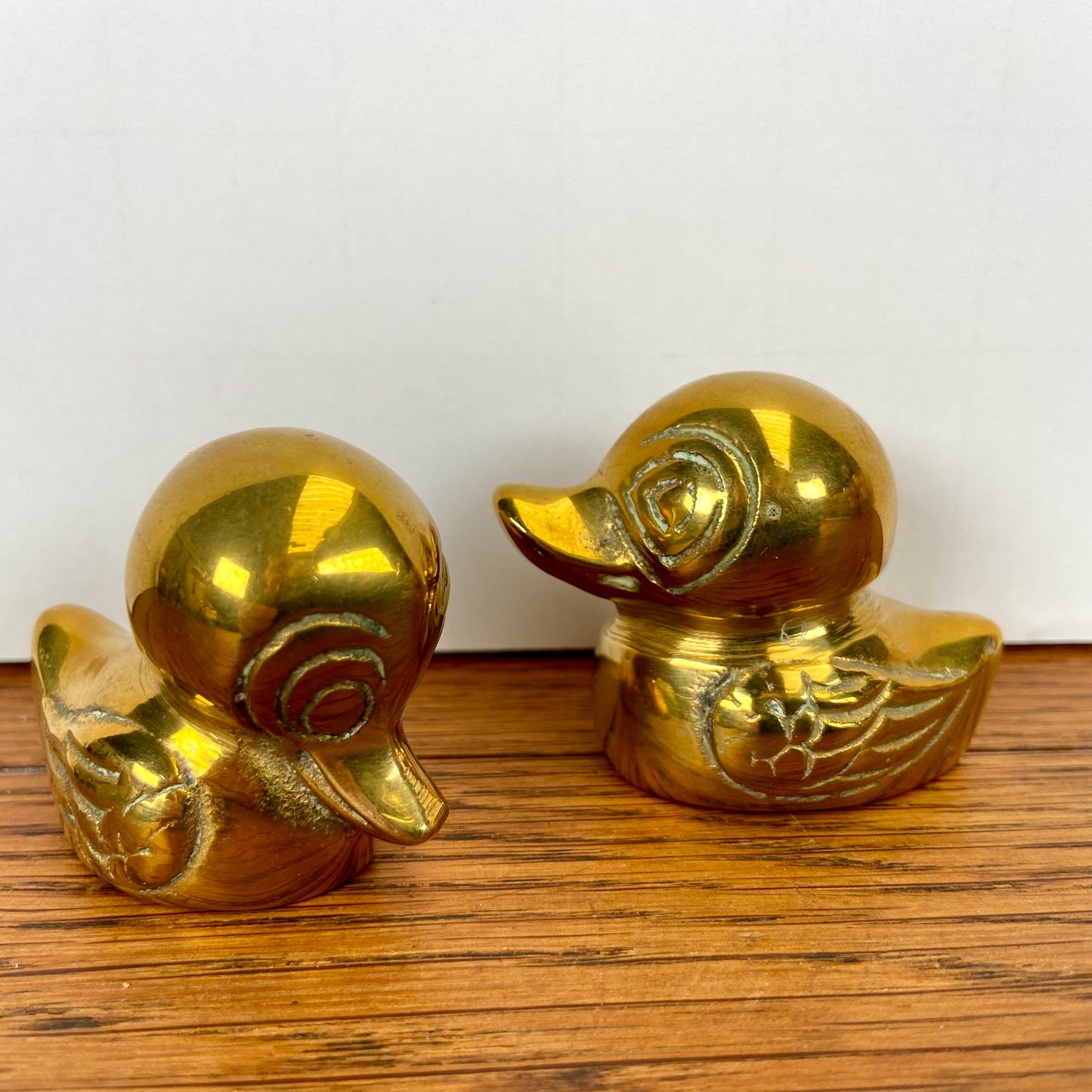 2 vintage messing eendjes