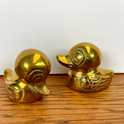2 vintage messing eendjes