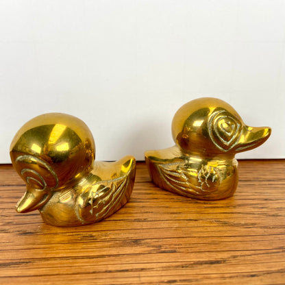 2 vintage messing eendjes