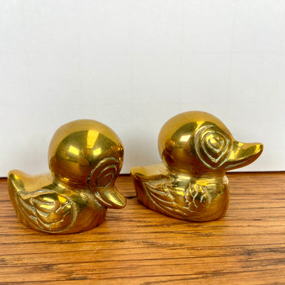 2 vintage messing eendjes