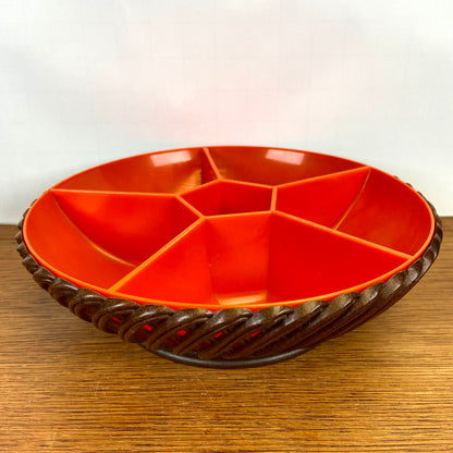 Vintage Emsa snackschaal bruin oranje