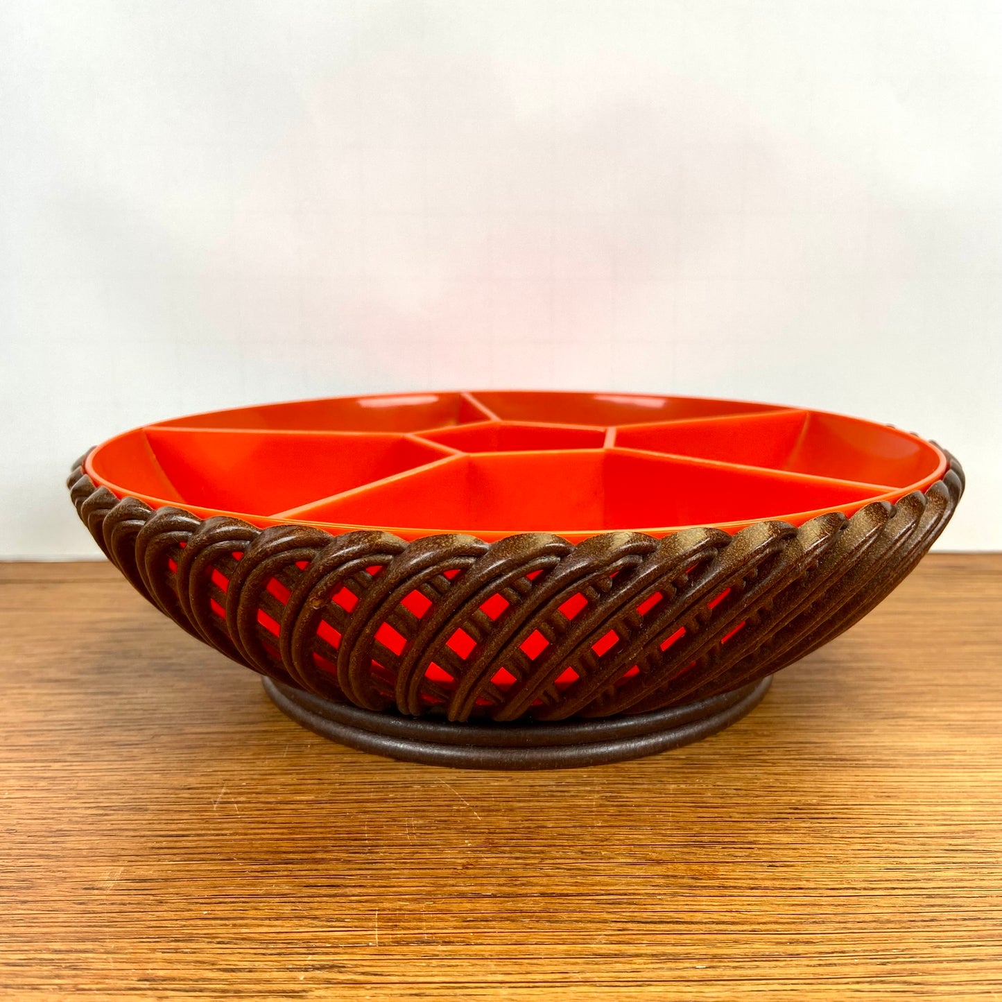 Vintage Emsa snackschaal bruin oranje