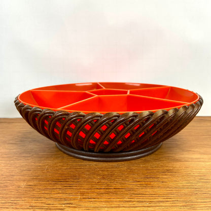 Vintage Emsa snackschaal bruin oranje