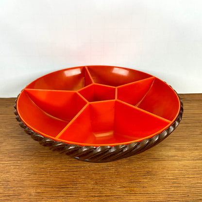 Vintage Emsa snackschaal bruin oranje