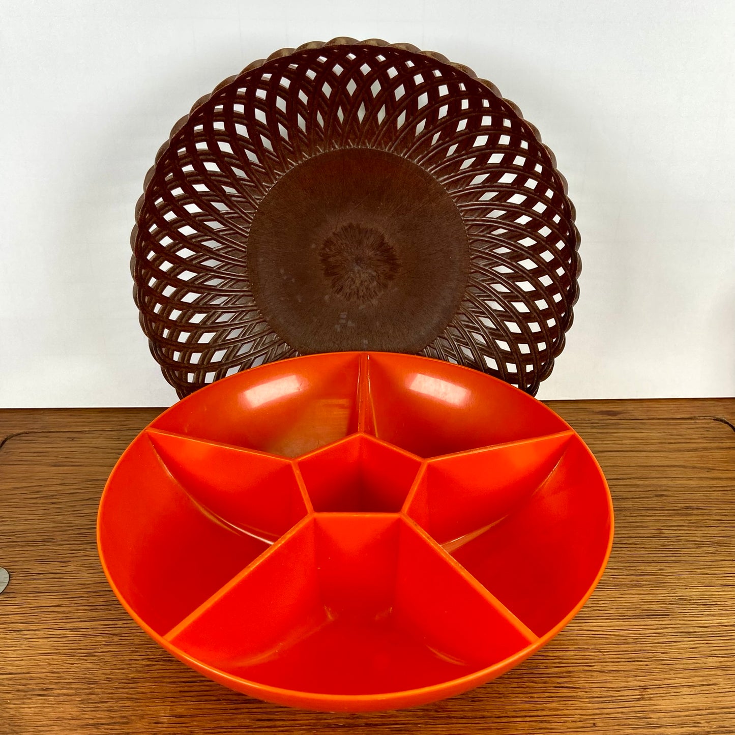 Vintage Emsa snackschaal bruin oranje