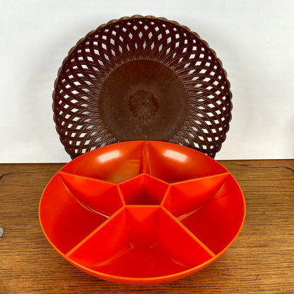 Vintage Emsa snackschaal bruin oranje