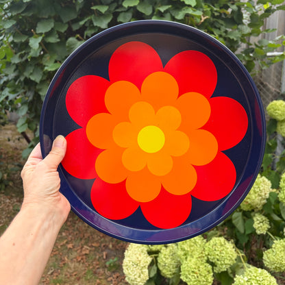 Vintage jaren 70 dienblad bloem