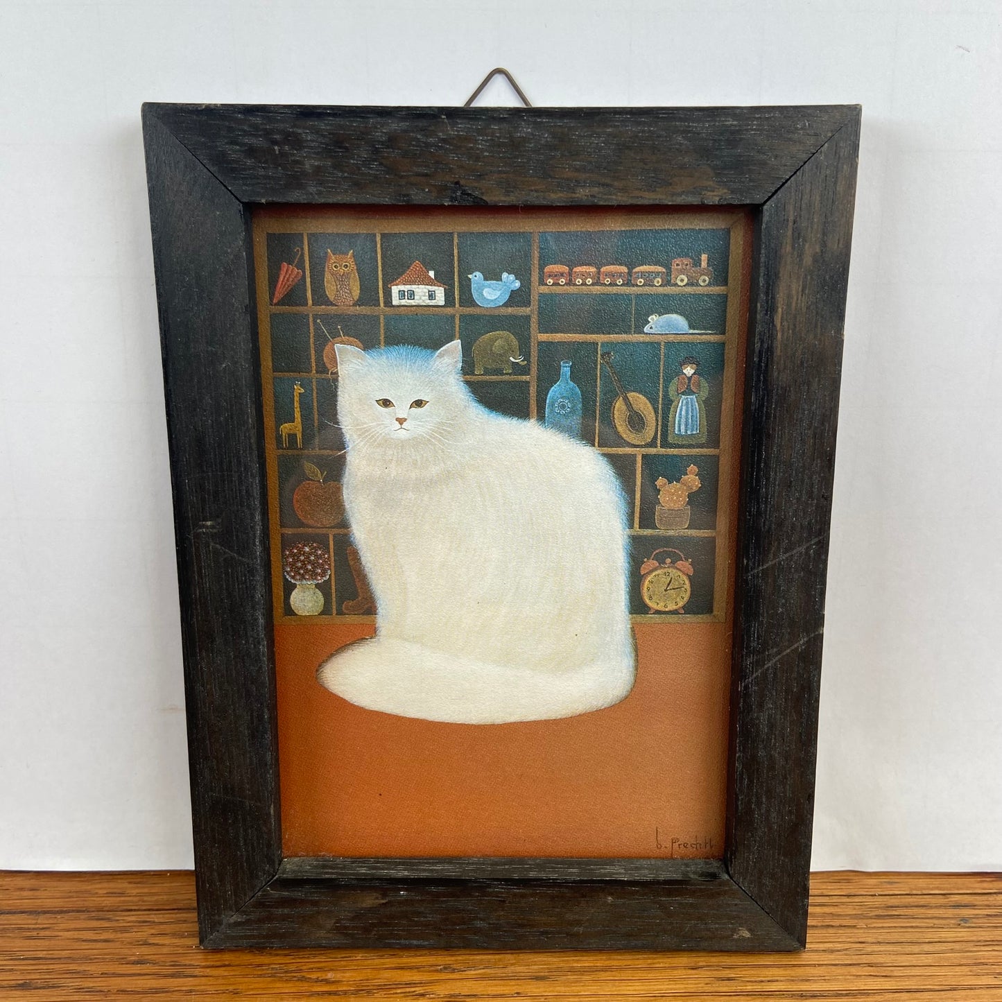 Vintage prent witte kat