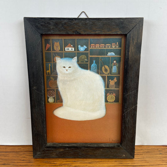 Vintage prent witte kat