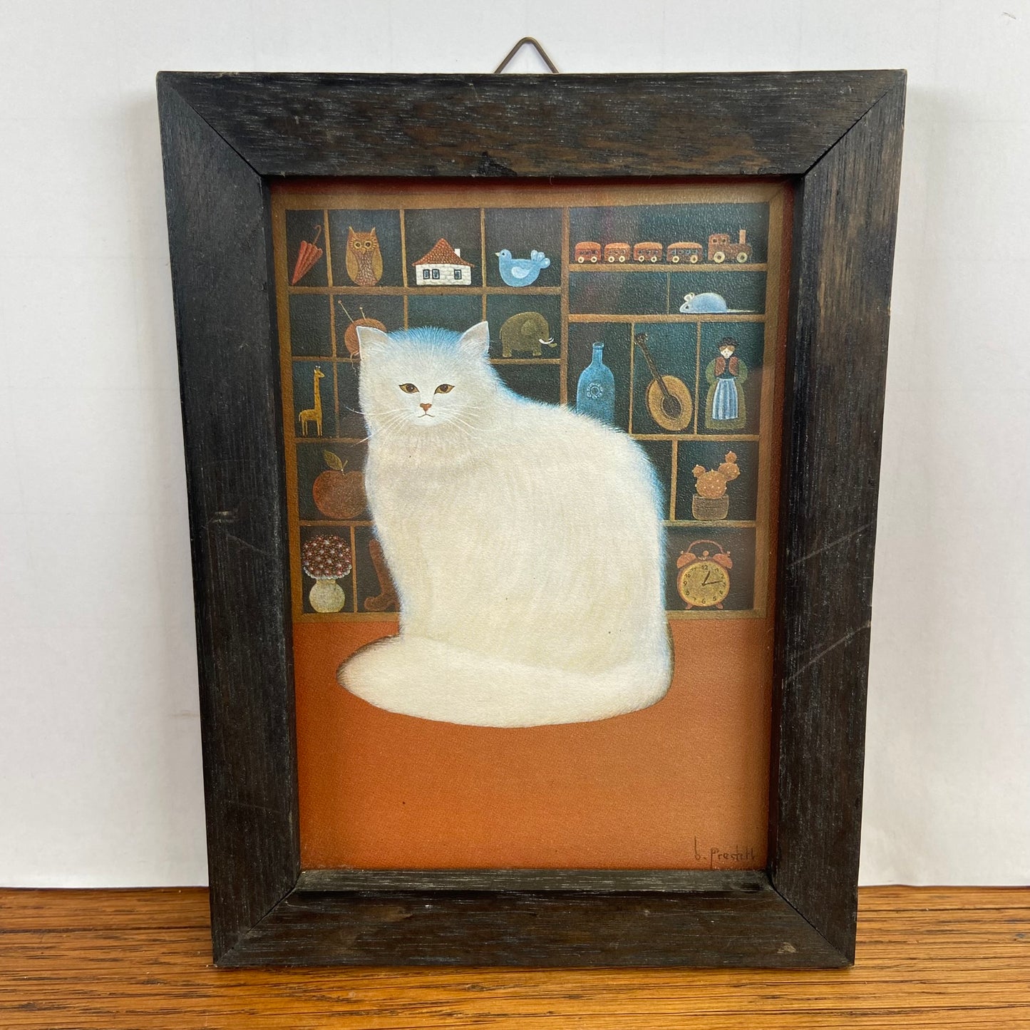 Vintage prent witte kat