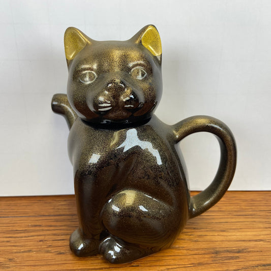Vintage brons kleurige theepot kat