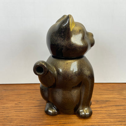 Vintage brons kleurige theepot kat