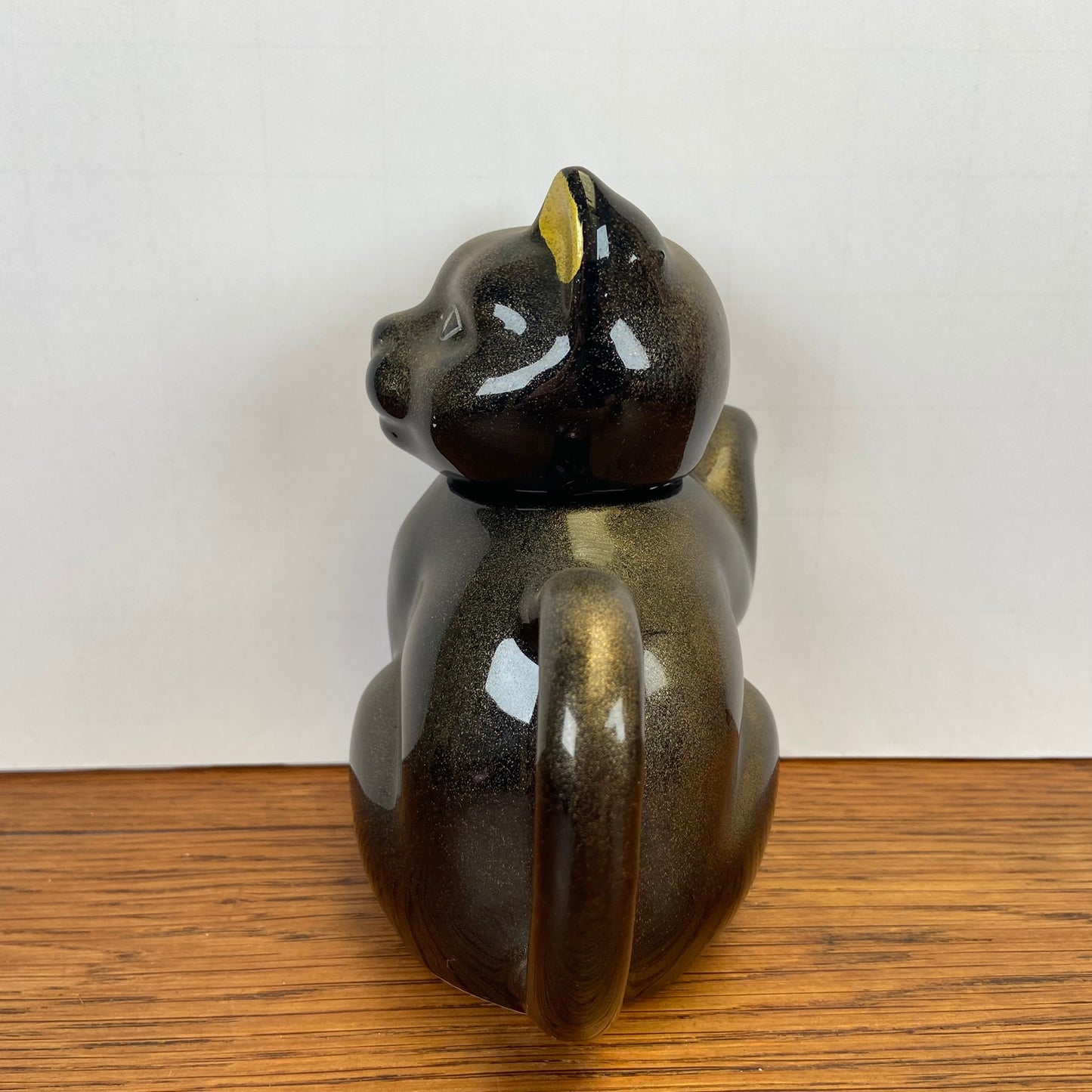 Vintage brons kleurige theepot kat