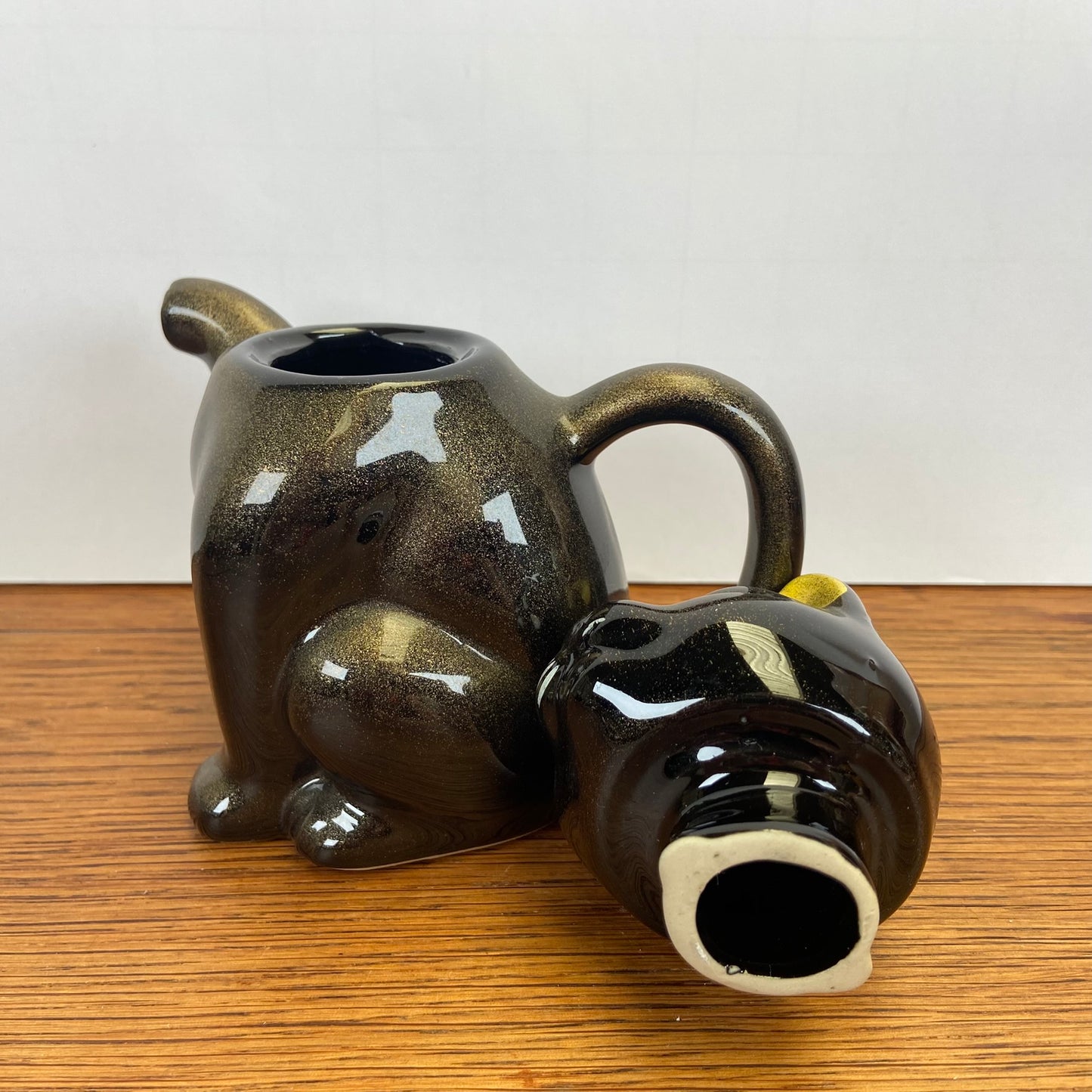 Vintage brons kleurige theepot kat