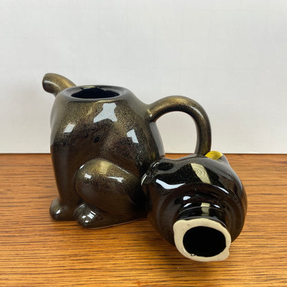 Vintage brons kleurige theepot kat