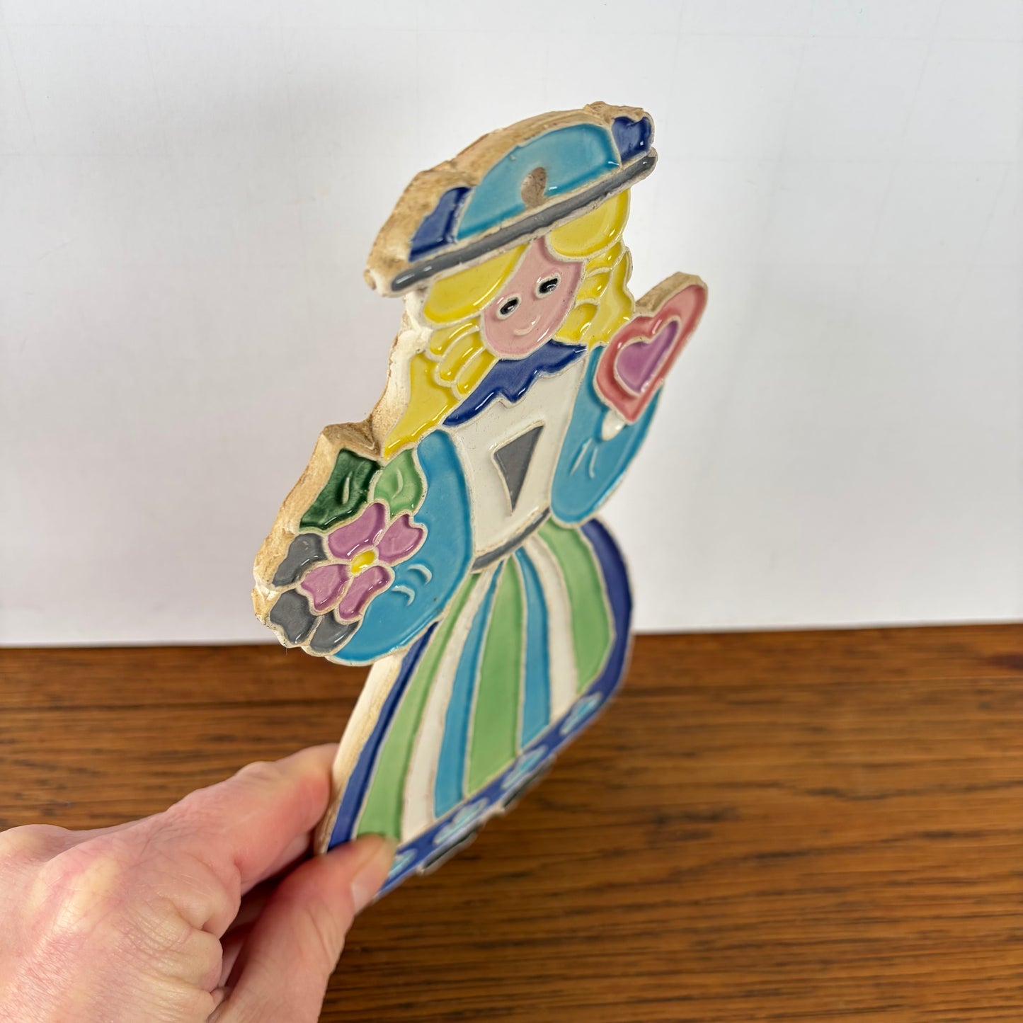 Vintage keramieke tegel dame