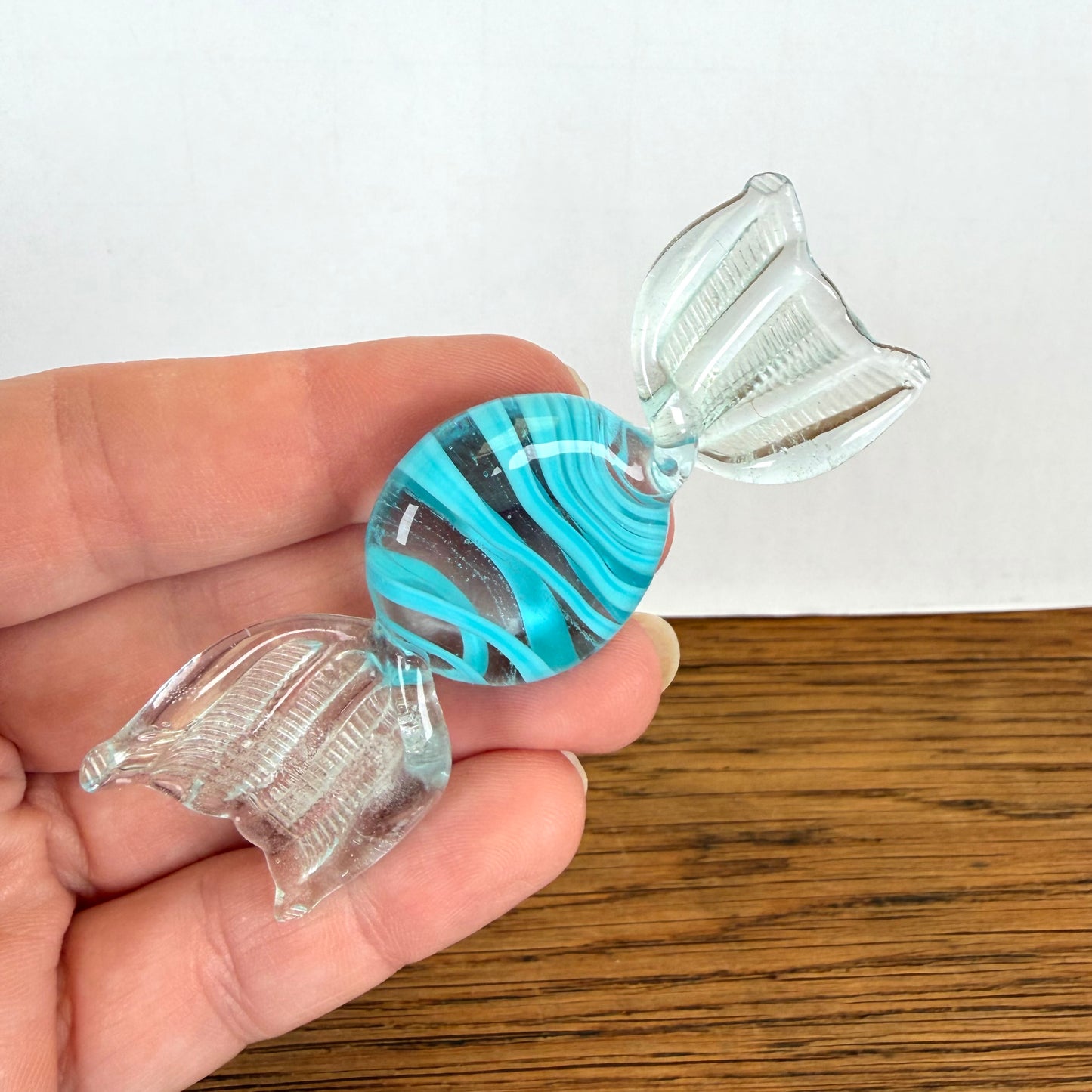 Vintage glazen snoepje Murano stijl blauw