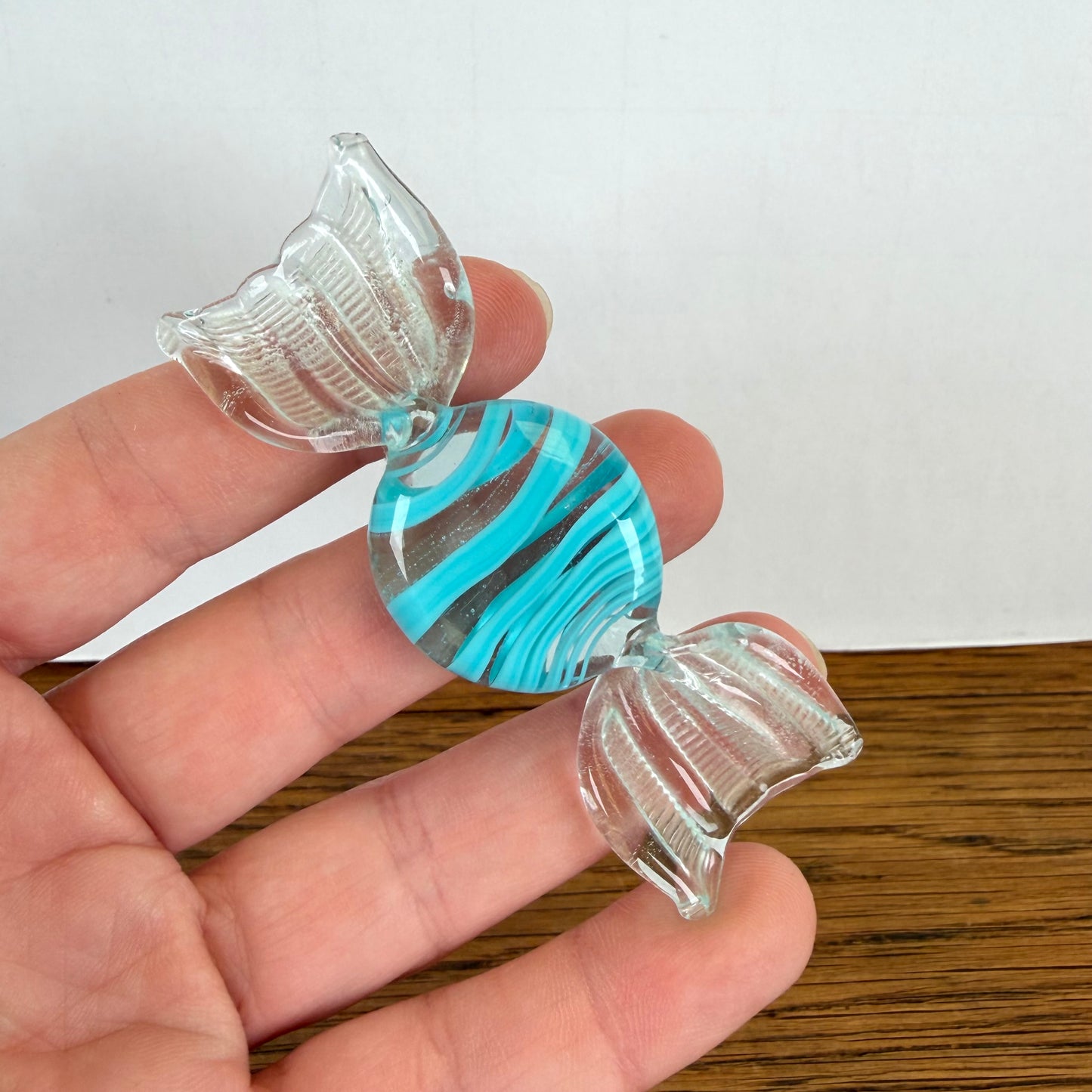 Vintage glazen snoepje Murano stijl blauw
