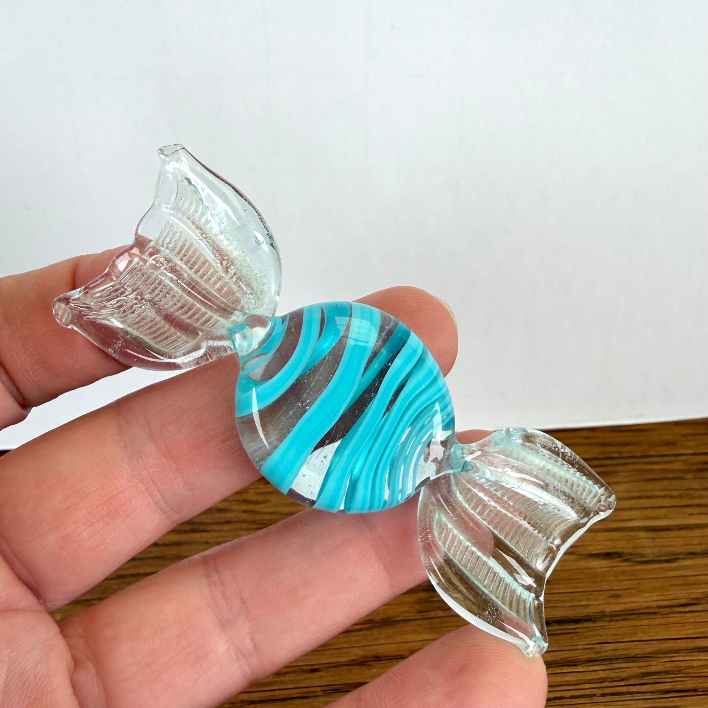 Vintage glazen snoepje Murano stijl blauw