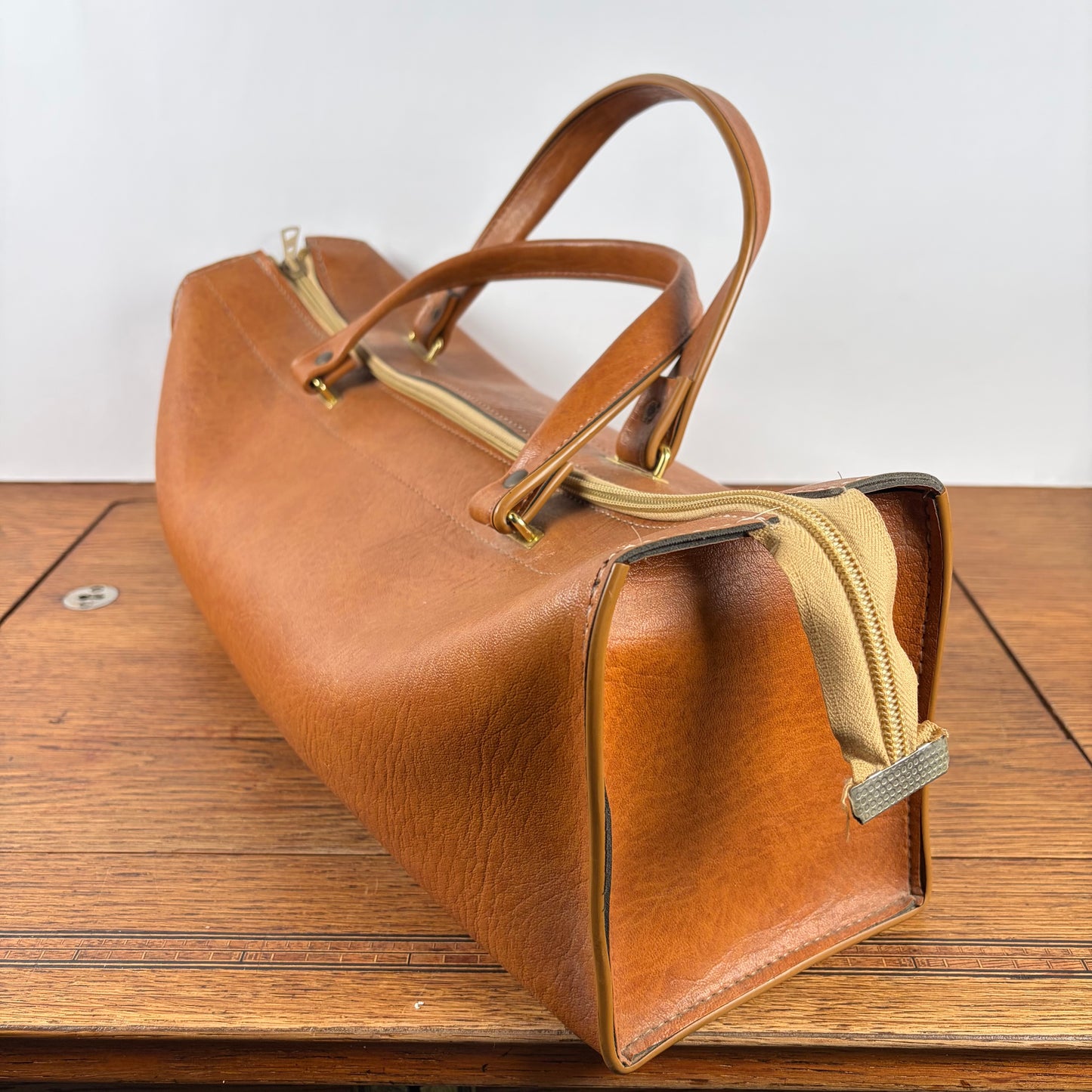 Vintage tas cognac