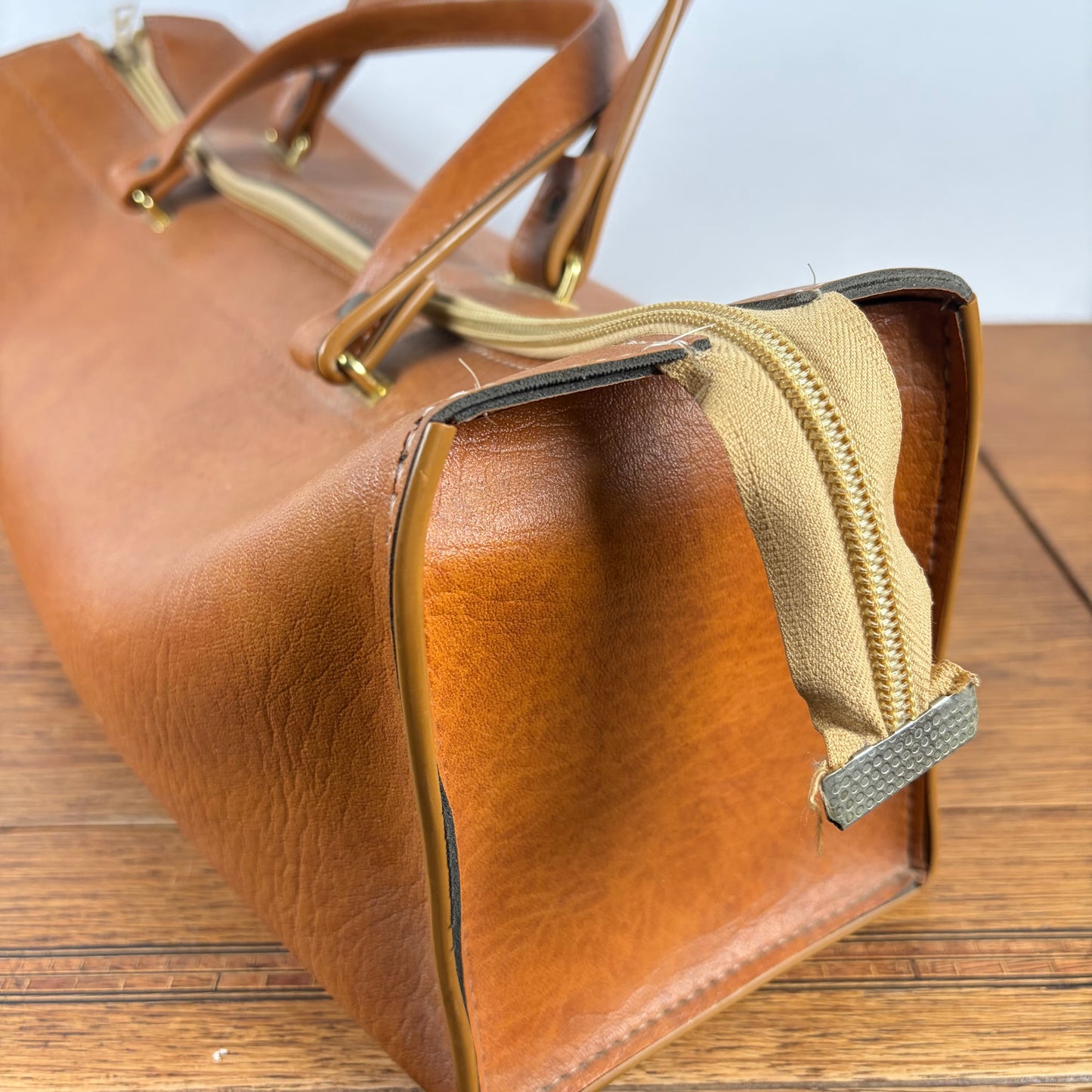 Vintage tas cognac