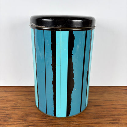 Vintage Tomado blik blauwe streep